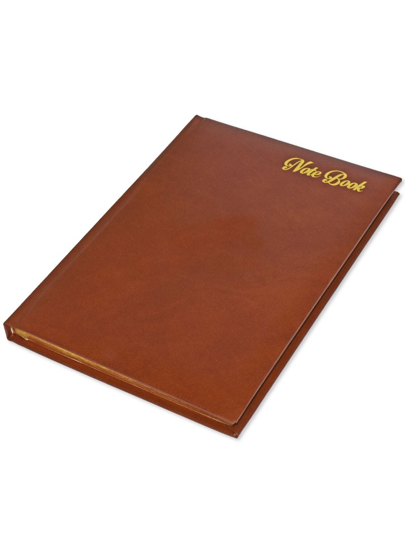 FIS Golden Notebook Bonded Leather, Size A5, Italian Ivory Paper, 70 GSM, 196 Pages, 8 mm Ruled, 1 Side Padded Cover, Gold Gilded Edges, Colour Brown - FSNB1SA5GIVBLBR - Image 1