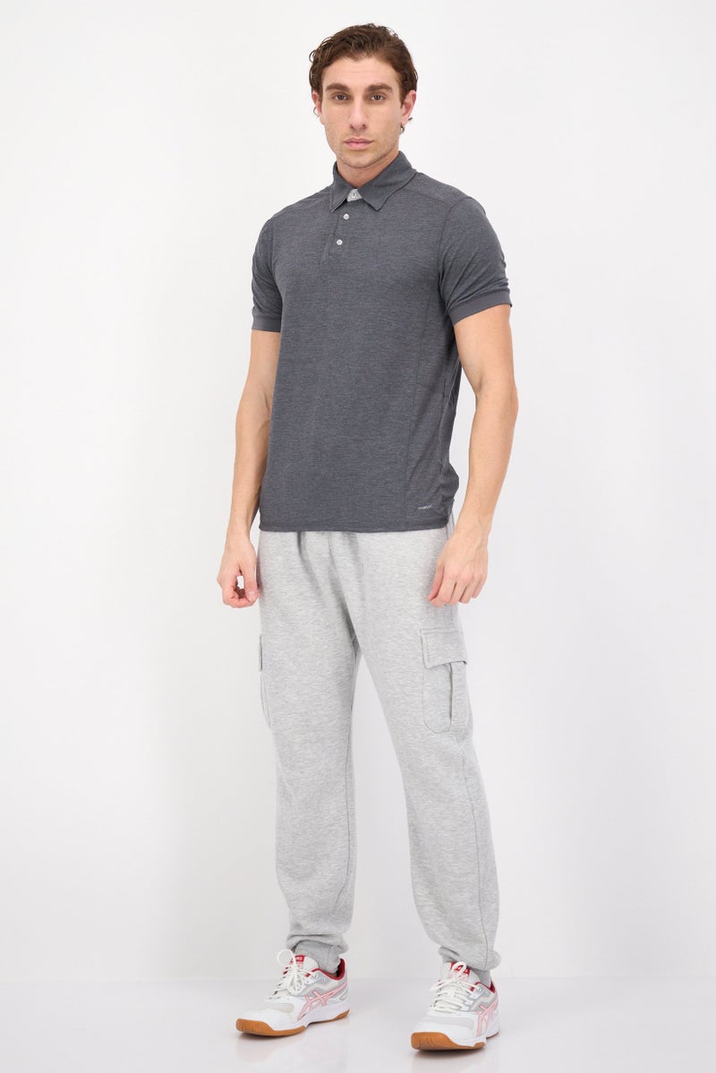 MOTION Men Sportswear Fit Short Sleeve Tennis Polo Shirt, Charcoal - Image 4