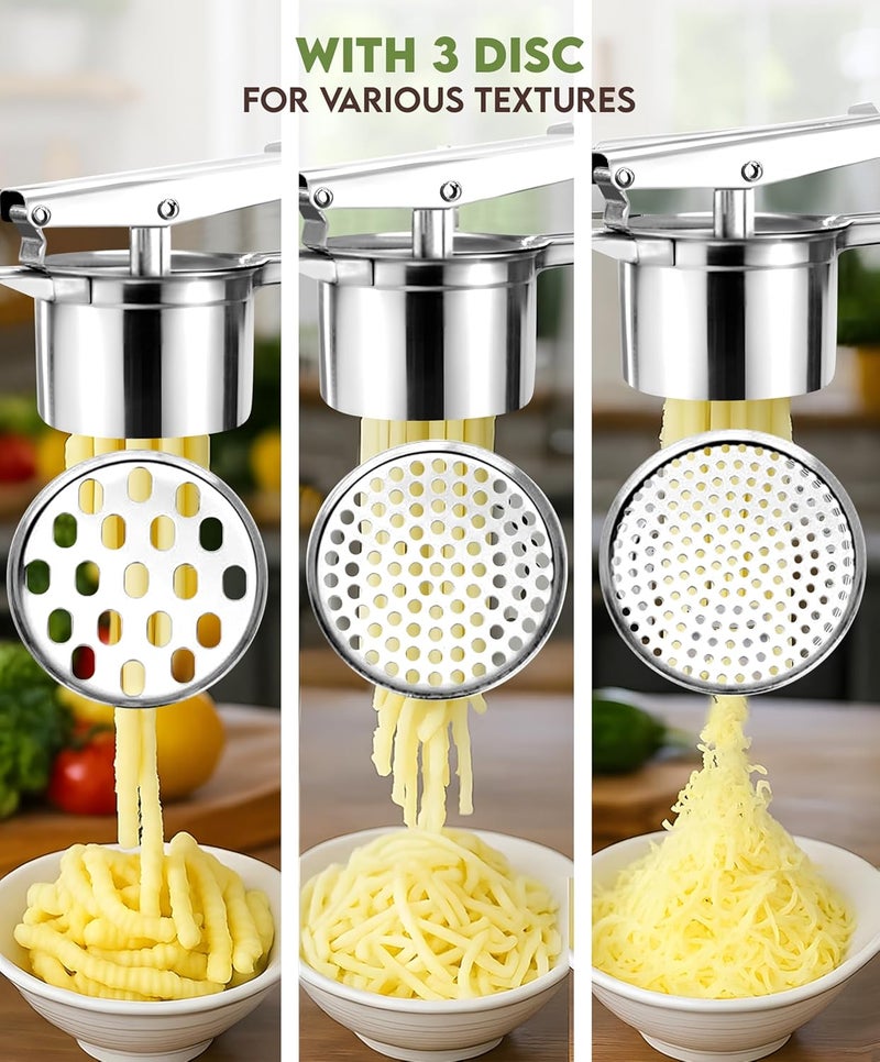 Havenity Large 15oz Potato Ricer, Heavy Duty Stainless Steel Ricer for Mashed Potatoes - Mashed Potato Masher, Baby Food Masher, Durable Kitchen Tool, Potato Press, Easy to Use Kitchen Gadget, 3 Discs - Image 3