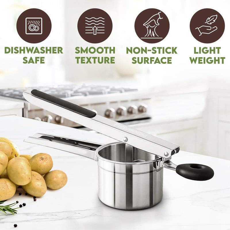 Havenity Large 15oz Potato Ricer, Heavy Duty Stainless Steel Ricer for Mashed Potatoes - Mashed Potato Masher, Baby Food Masher, Durable Kitchen Tool, Potato Press, Easy to Use Kitchen Gadget, 3 Discs - Image 4