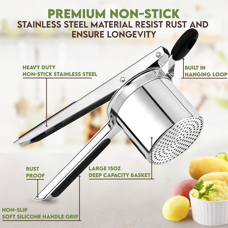 Havenity Large 15oz Potato Ricer, Heavy Duty Stainless Steel Ricer for Mashed Potatoes - Mashed Potato Masher, Baby Food Masher, Durable Kitchen Tool, Potato Press, Easy to Use Kitchen Gadget, 3 Discs - Image 2