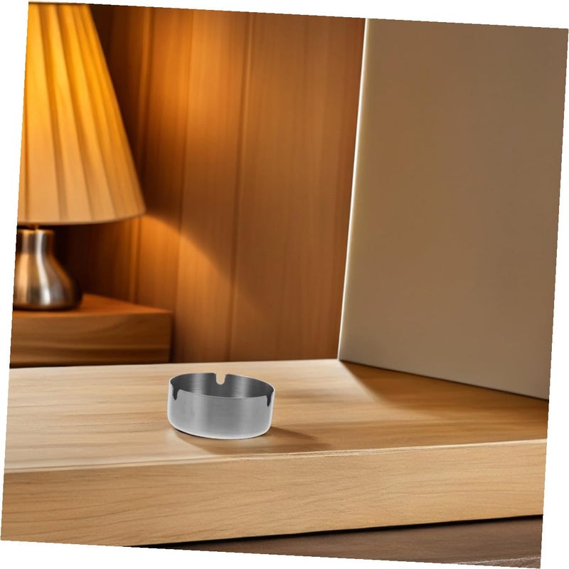 Stainless Steel Ashtray Set 8cm Round Compact Cigarette Ash Holder for Indoor Outdoor Home Office Travel - Image 5