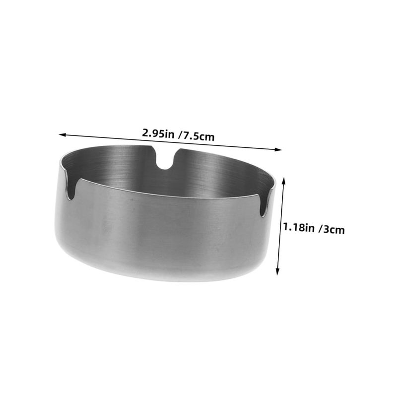 Stainless Steel Ashtray Set 8cm Round Compact Cigarette Ash Holder for Indoor Outdoor Home Office Travel - Image 3