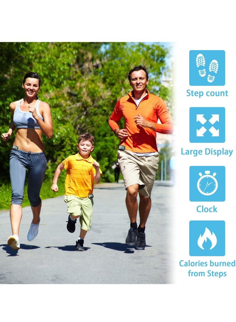 SYOSI 3D Pedometer with Clip, Walking Step Counter with Large Display for Men Women Kids, Track Steps and Miles/Km, Calories Burned, Clock, Distance (Black)  - Image 4