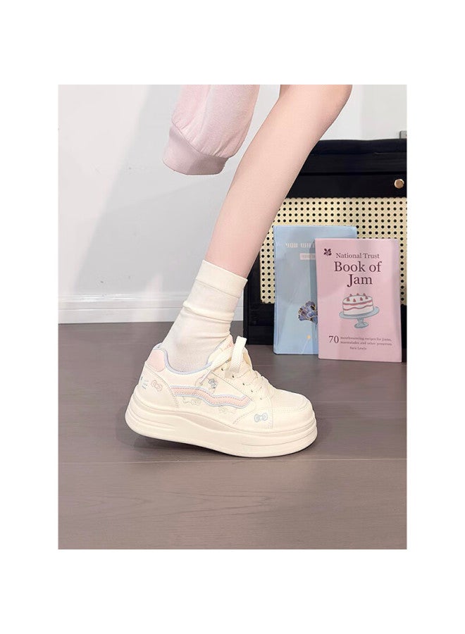 Renben Cute Cat White Sneakers Women  Spring New Thick Sole Casual Sports Shoes Korean Style Student Versatile Shoes - Image 5