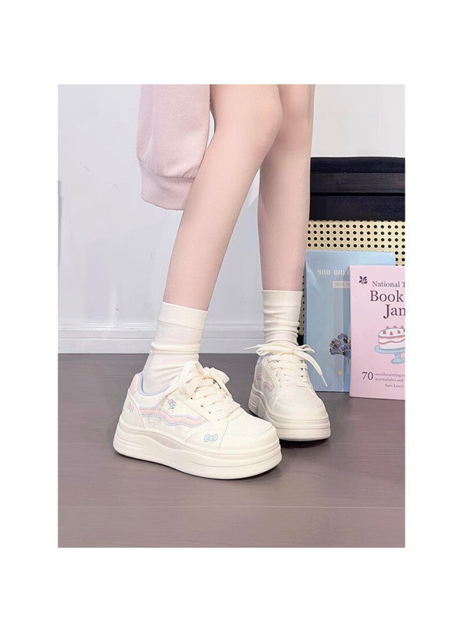 Renben Cute Cat White Sneakers Women  Spring New Thick Sole Casual Sports Shoes Korean Style Student Versatile Shoes - Image 2