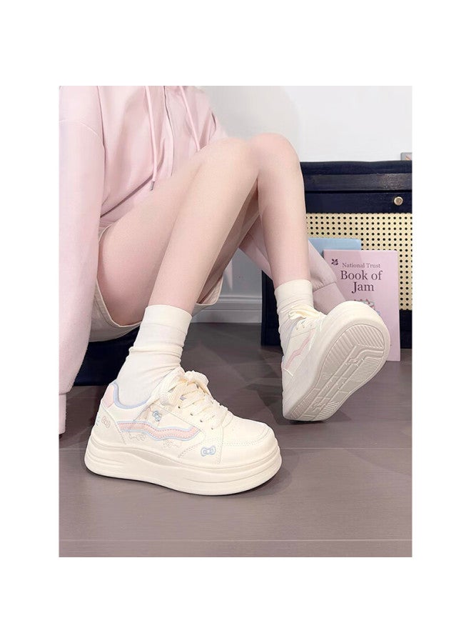 Renben Cute Cat White Sneakers Women  Spring New Thick Sole Casual Sports Shoes Korean Style Student Versatile Shoes - Image 3