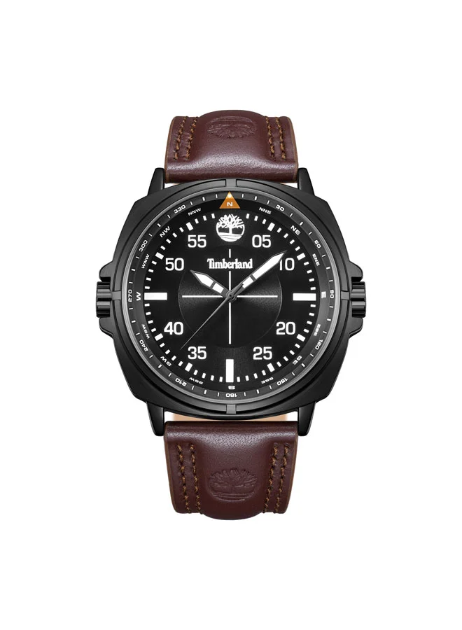 Williston Black Dial Leather Strap Analog Watch for Men, 48mm