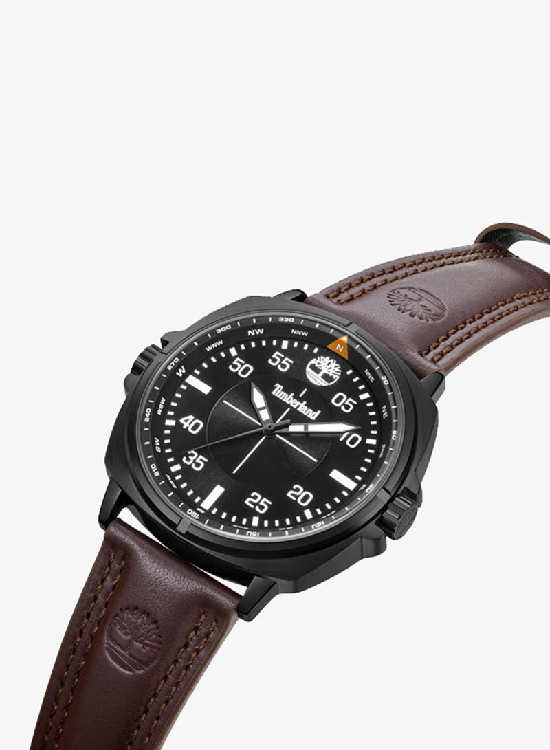 Timberland Williston Black Dial Leather Strap Analog Watch for Men, 48mm