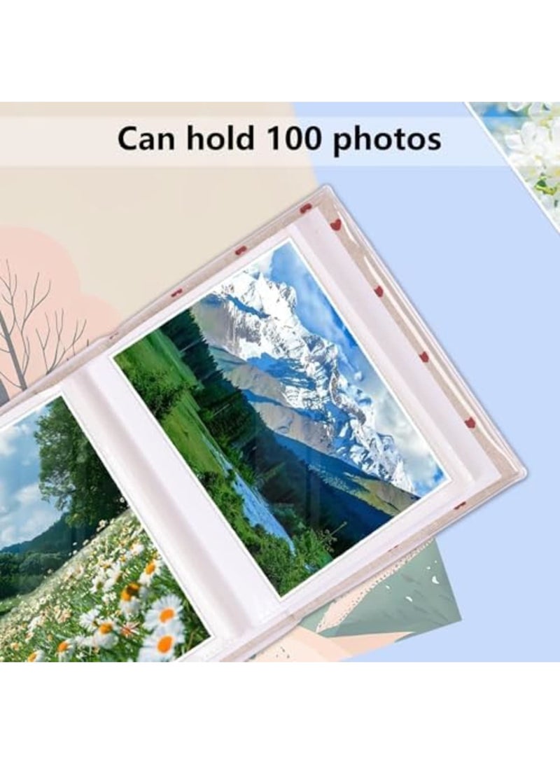 SYOSI ألبوم صور لـ 100 صورة (4 × 6 بوصة) مع غلاف قماش ميني محمول، كتاب صور متين، مثالي للأطفال، ذكريات العائلة، الزفاف، الذكرى السنوية، ومشاريع الفن والحرف الإبداعية (بيج) - Image 4