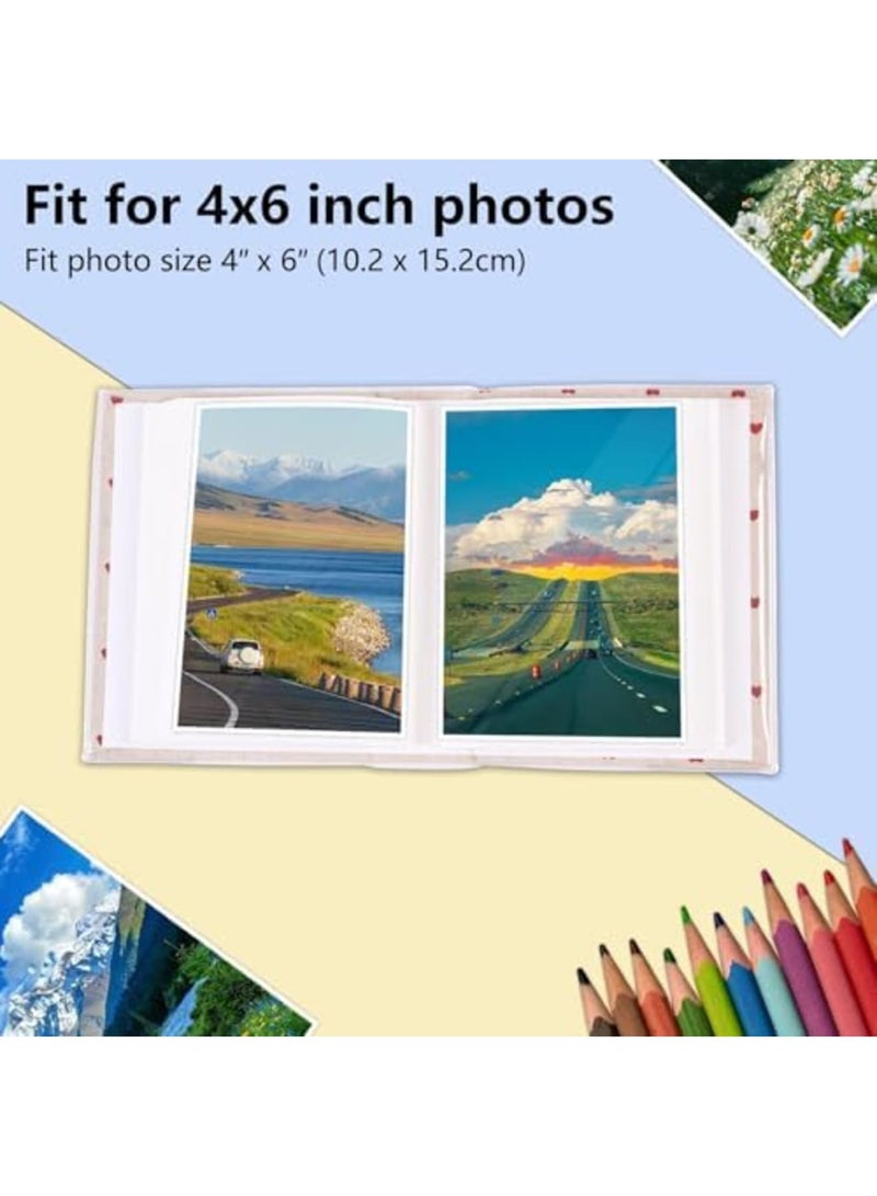 SYOSI ألبوم صور لـ 100 صورة (4 × 6 بوصة) مع غلاف قماش ميني محمول، كتاب صور متين، مثالي للأطفال، ذكريات العائلة، الزفاف، الذكرى السنوية، ومشاريع الفن والحرف الإبداعية (بيج) - Image 3