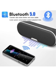 LAESO 32GB MP3 Player with Bluetooth 5.0 - Portable Digital Lossless Music MP3 MP4 Player for Kids with FM Radio HD Speaker for Sports Running, 2.5D Double-Side Acrylic Glass Alloy Frame  - Image 3