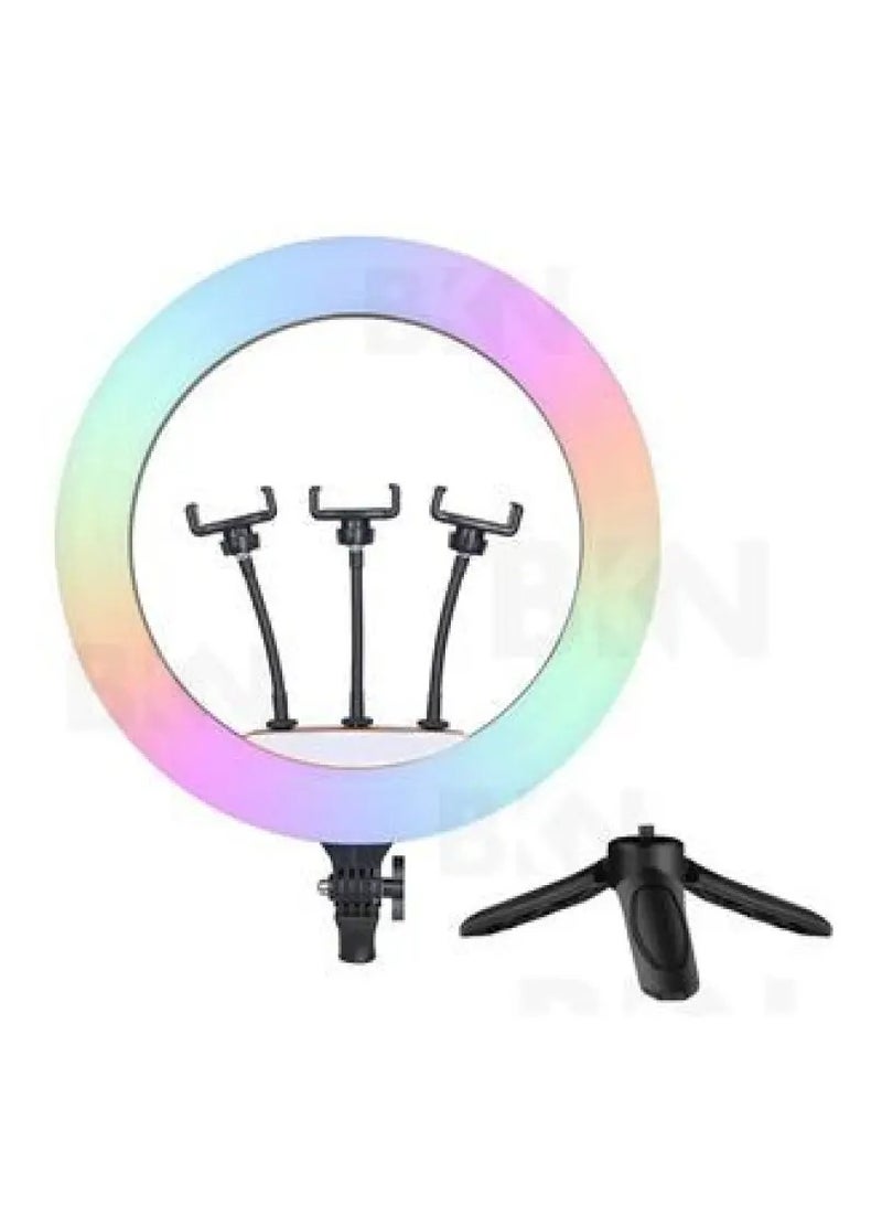 ار جي بي مصباح حلقة MJ45 RGB LED، مثالي لمدونات الفيديو والبث المباشر والتصوير الفوتوغرافي في فقرة واحدة مقاس 18 بوصة - Image 4