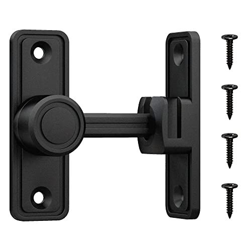RETRIN Barn Door Privacy Latch, 90°/180° Swing Slide Lock, Zinc-Alloy, Adhesive or Screw Mount, Interior Use for Bathroom/Bedroom/Closet/Shed, Includes Screws & Glue - Black - Image 1