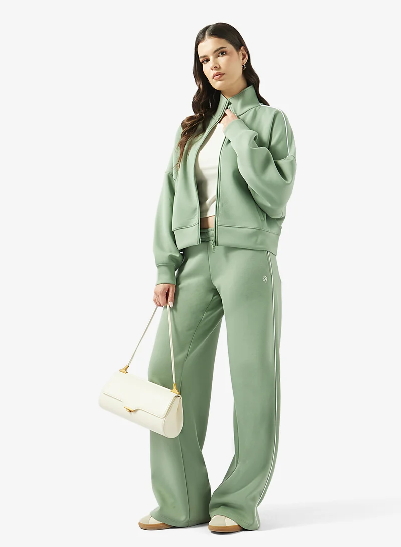 جيس جينز بنطلون رياضي بخصر مرتفع ورباط من قماش السكوبا