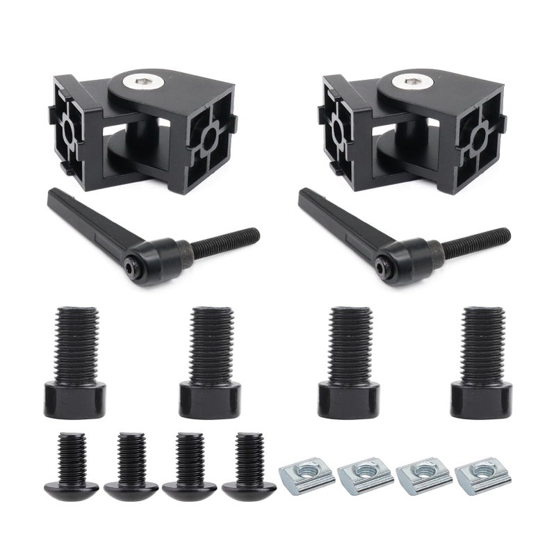 BLCCLOY 2 Sets Black 25 Series 10 Series Aluminum Extrusion Pivot Hinge Swivel Degree Angle Bracket with Hardware Accessories Handle for 1010 1020 2525 T Slot Extruded Aluminum Profile - Image 2