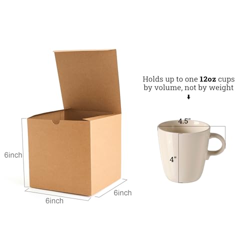 MESHA 6x6x6 Gift Boxes with Lids, Brown Kraft Gift Boxes 50PC for Christmas, Cupcake, Bridesmaid & Groomsmen Proposal, Birthday, Party Favor, Wedding Favor - Image 2