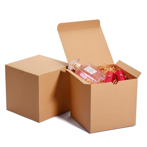 MESHA 6x6x6 Gift Boxes with Lids, Brown Kraft Gift Boxes 50PC for Christmas, Cupcake, Bridesmaid & Groomsmen Proposal, Birthday, Party Favor, Wedding Favor - Image 1