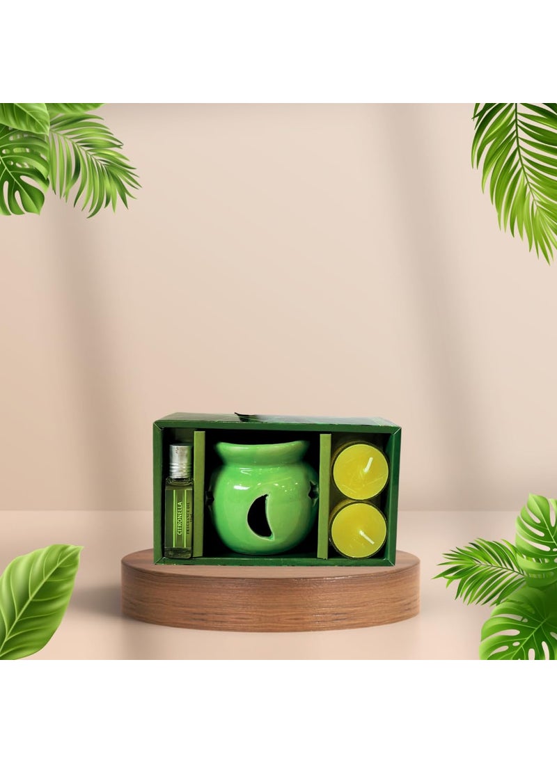 SIM & ROSS Sim Ross Citronella AntiMosquito Oil Burner Natural Herbal Citronella Burner Fragrance Oil 10ml Tea Light Candles Pack of 1  - Image 2