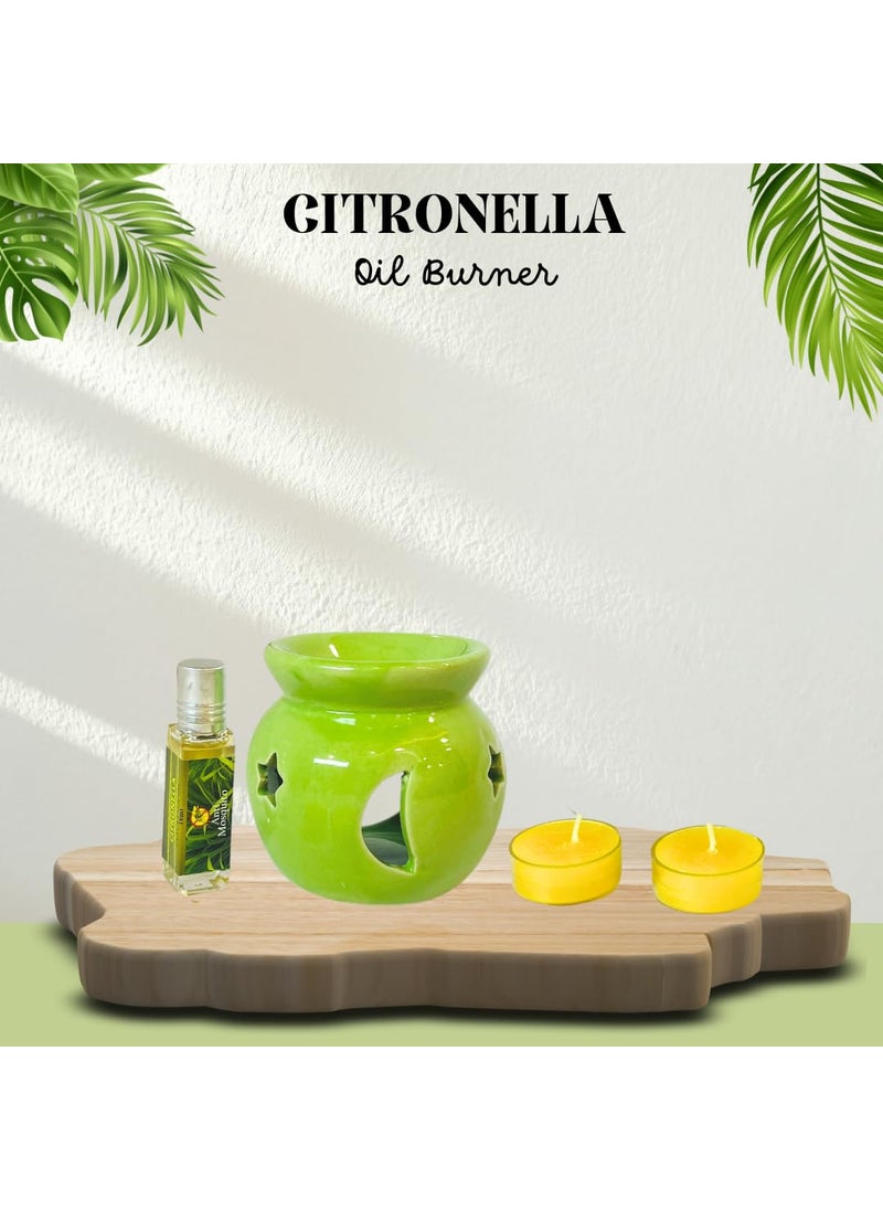SIM & ROSS Sim Ross Citronella AntiMosquito Oil Burner Natural Herbal Citronella Burner Fragrance Oil 10ml Tea Light Candles Pack of 1  - Image 3