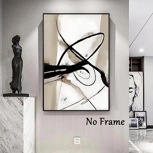 Wallvelart Black And Beige Abstract Canvas Wall Art Neutral Abstract Prints Abstract Minimalist Painting Abstract Line Art Posters Brown Black And Beige Picture Neutral Artwork For Walls Decor 16x24inchx3 No Frame - Image 4