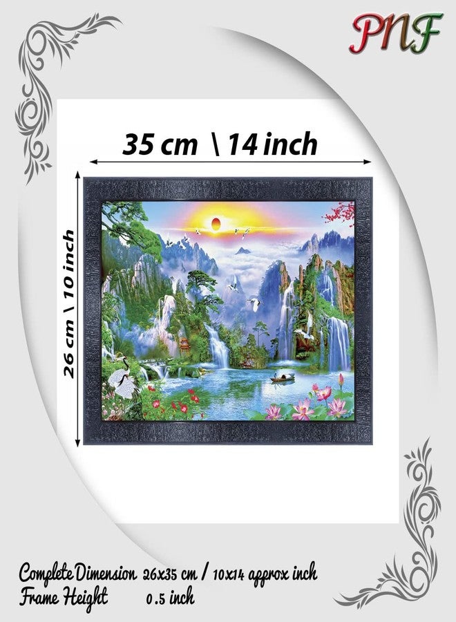 pnf Poster And Frames Vastu Waterfall Landscape Scenery Wooden Photo Frame With Acrylic Sheet | Living Room, Bedroom | Home Decoration | Best Gifting Option (10 * 14inch,Multicolour,Synthetic) 14999 - Image 2