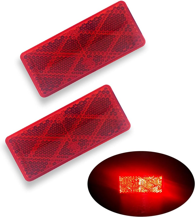 WELNENT E-Mark DOT 4A CCC 2pcs Rectangle Reflector Self Adhesive Stick on Trailer Driveway Mailbox (Red) - Image 1