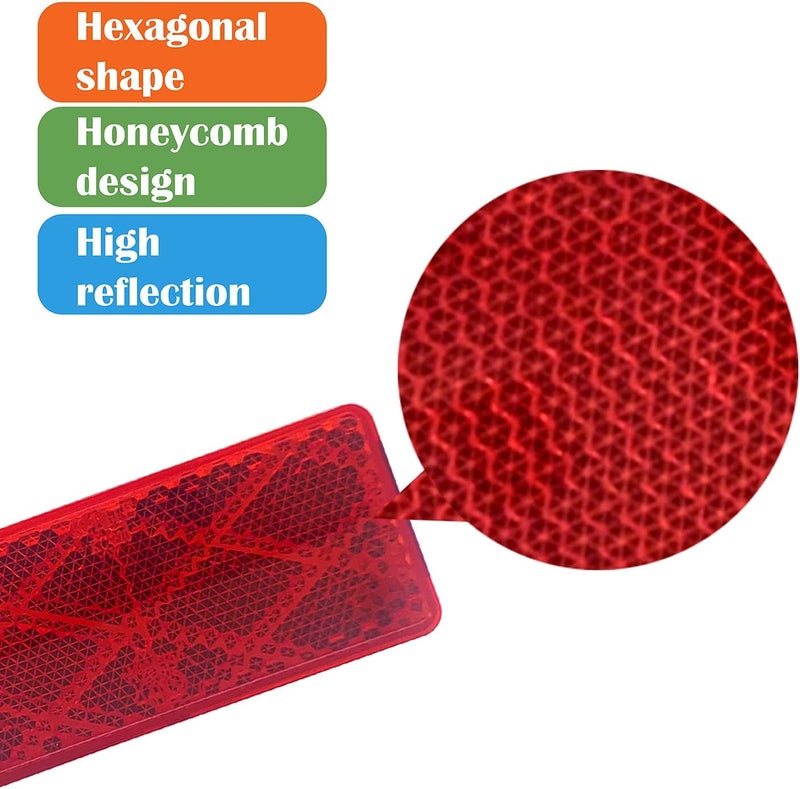 WELNENT E-Mark DOT 4A CCC 2pcs Rectangle Reflector Self Adhesive Stick on Trailer Driveway Mailbox (Red) - Image 3