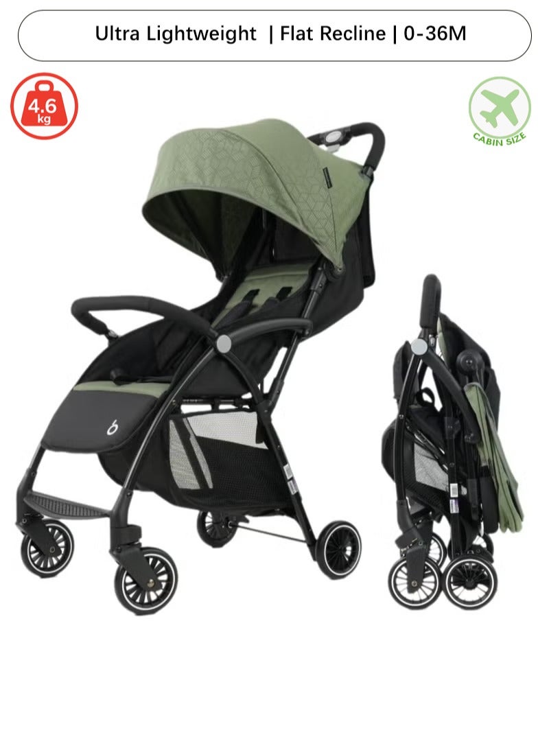 باوباوهاو عربة أطفال A10 خفيفة الوزن وقابلة للطي ثلاثيًا - قابلة للاستلقاء، دعم الظهر المجوف، مثالية للسفر - من 0 إلى 36 شهرًا - Image 1