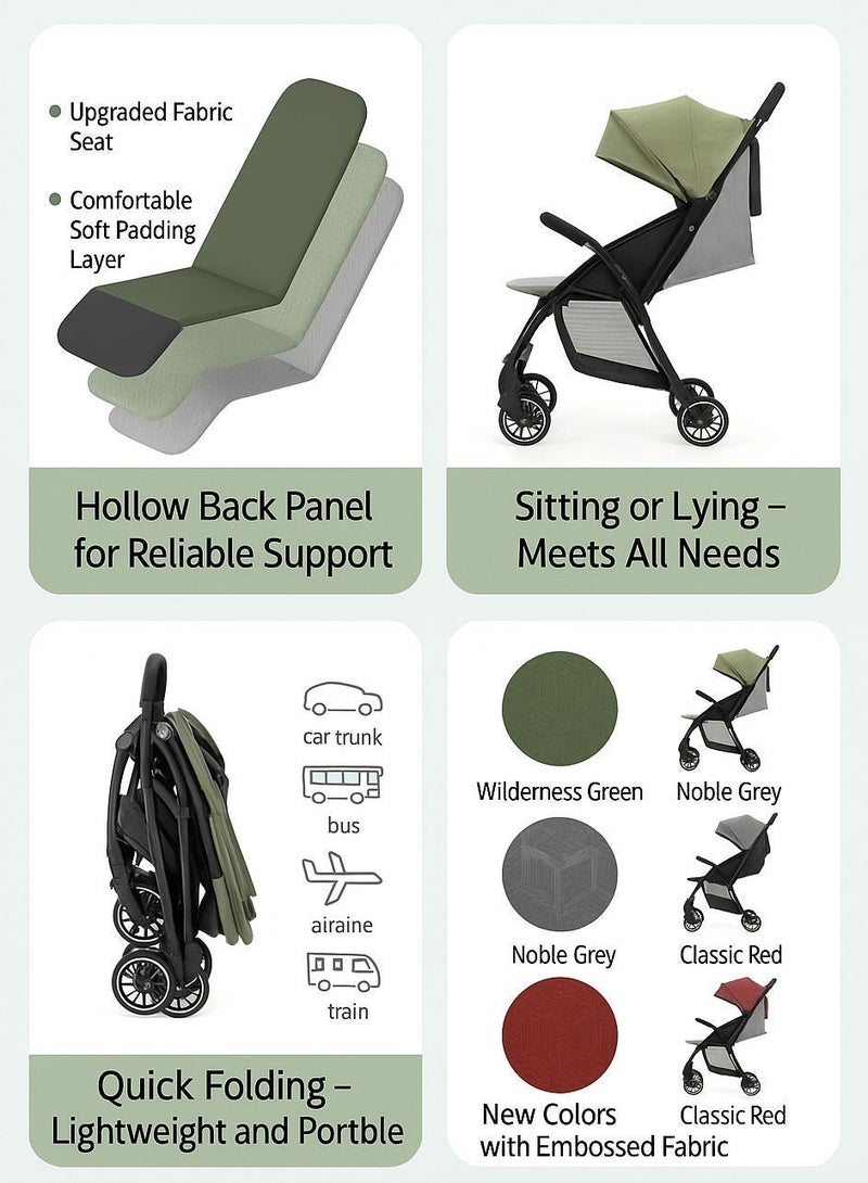 baobaohao Lightweight Triple-Fold Baby Stroller A10 - Compact, Reclining Seat, Hollow Back Support, Travel-Friendly - 0-36 Months - Image 2