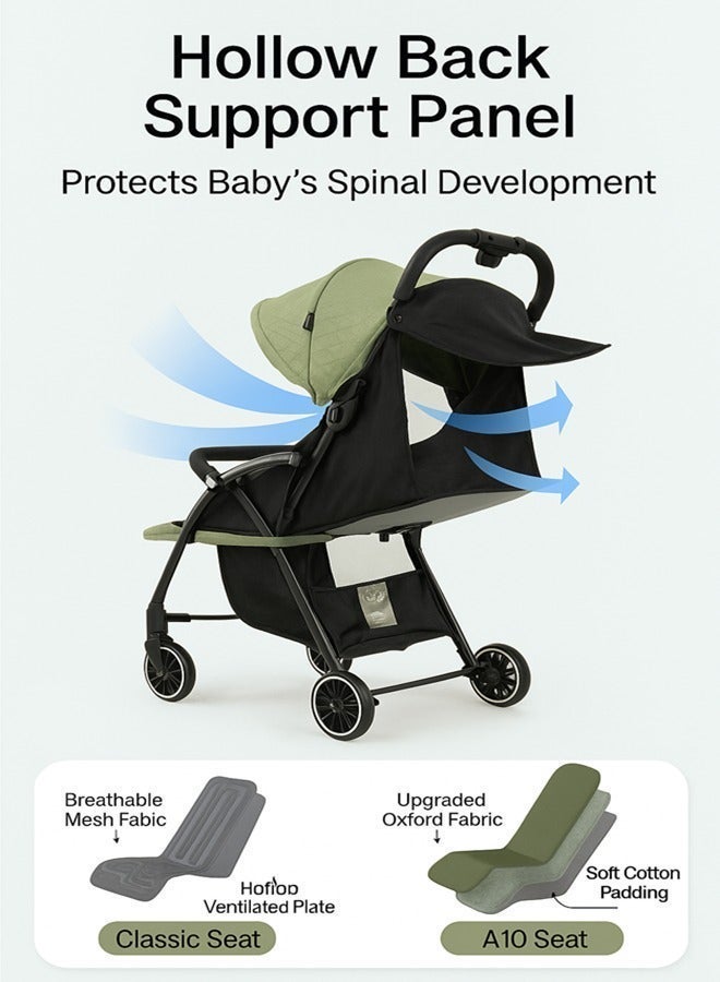 baobaohao Lightweight Triple-Fold Baby Stroller A10 - Compact, Reclining Seat, Hollow Back Support, Travel-Friendly - 0-36 Months - Image 3