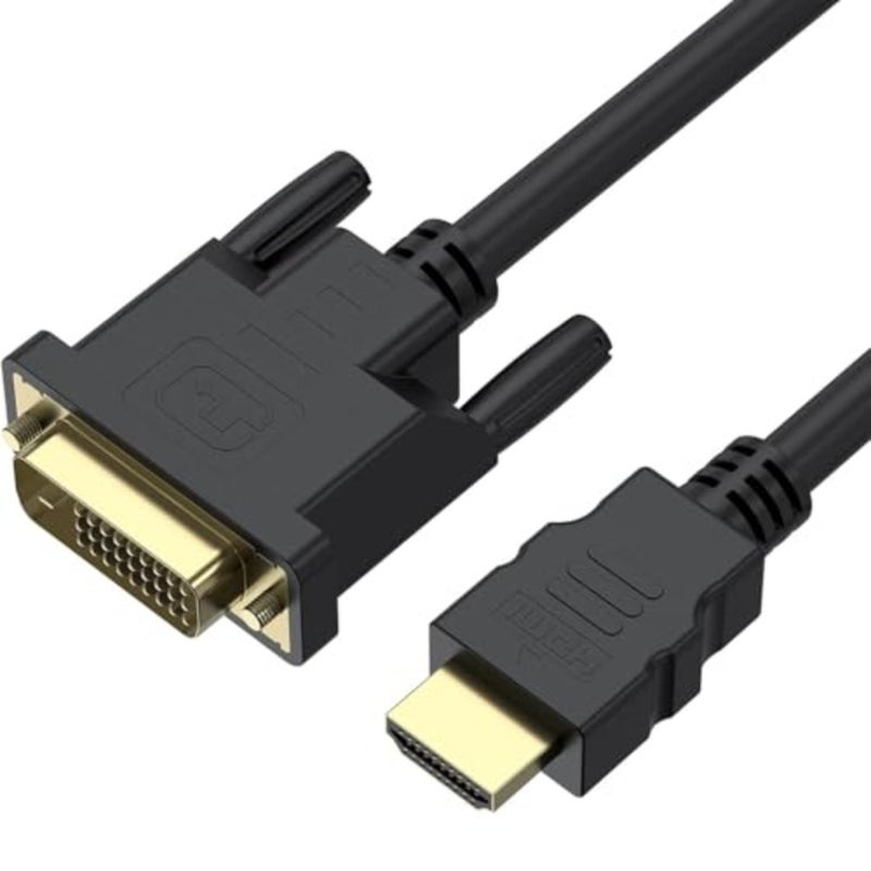كابل محول HDMI إلى DVI، ثنائي الاتجاه 1080 DVI-D 24+1 إلى كابل HDMI ذكر إلى ذكر، مطلي بالذهب عالي السرعة للكمبيوتر وأقراص DVD والشاشة وجهاز العرض والمزيد - Image 1