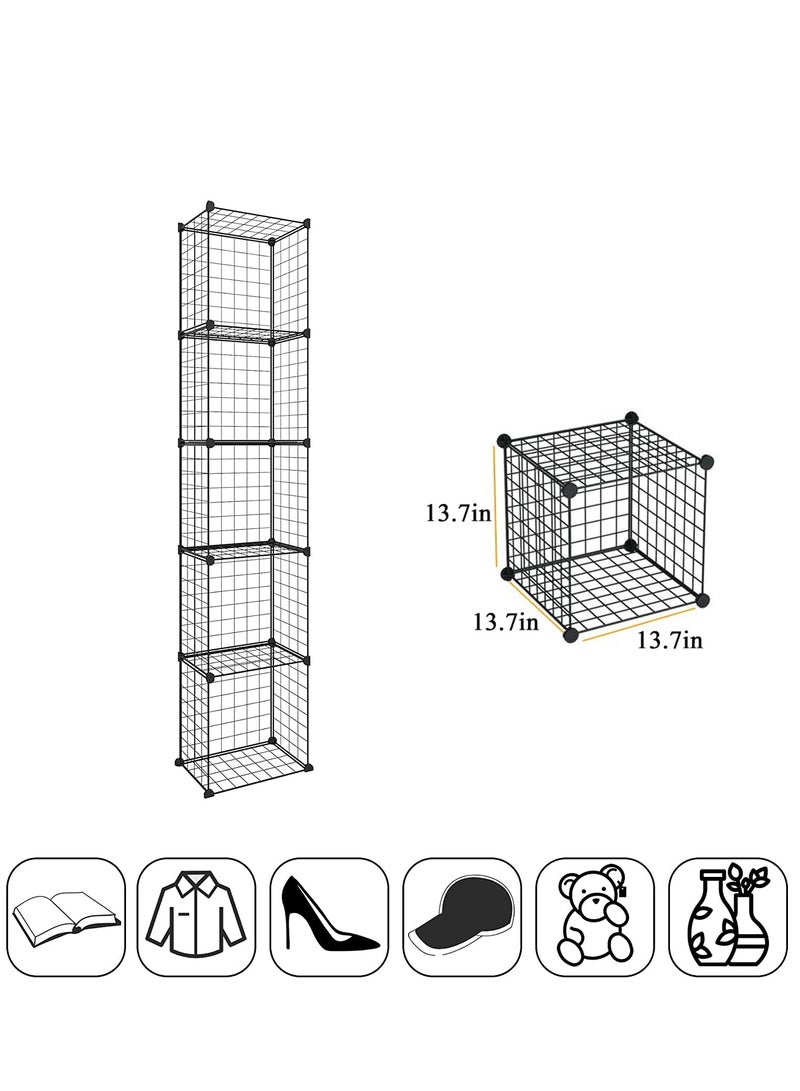 Generic Bookshelf Wire Cube Storage Organizer Bookcase 5 Cube Storage Shelves Closet Organizers Book Rack Multi-Use Storage Organizer Closet Cabinet Rack  - Image 2