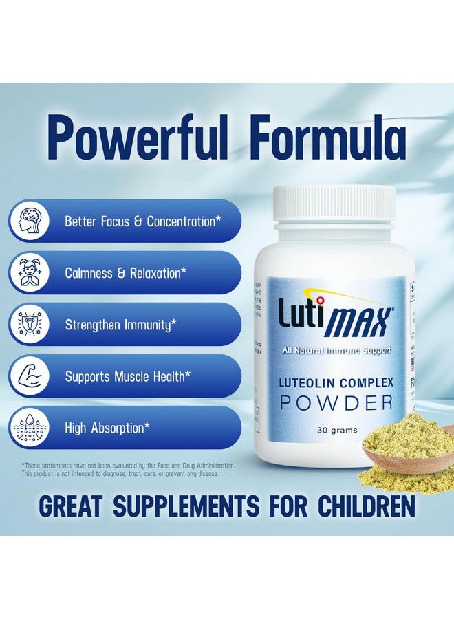Lutimax Luteolin Complex Powder Brain Supplement with Rutin - Nootropic Brain Supplements for Memory and Focus to Improve Brain Health - Antioxidant Supplement for Immune Support - 100 Servings Solo - Image 3