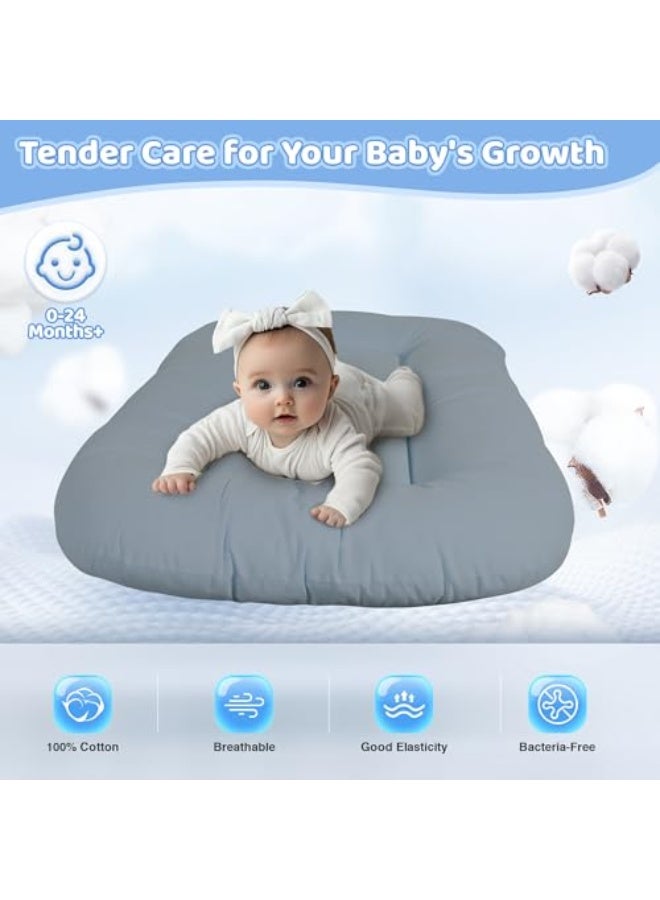 Baby Lounger - Baby Lounger for Newborn, 0-24 Months, Infant Lounger for Home and Travel, Soft Cotton, Baby Nest Lounger, Newborn Babies Essentials Gifts, GrayishBlue(Lounger Cover Included) - Image 3