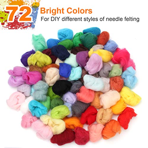 Coitak 72 Colors Fibre Wool Yarn Roving for Needle Felting Hand Spinning DIY Craft Materials - Image 3