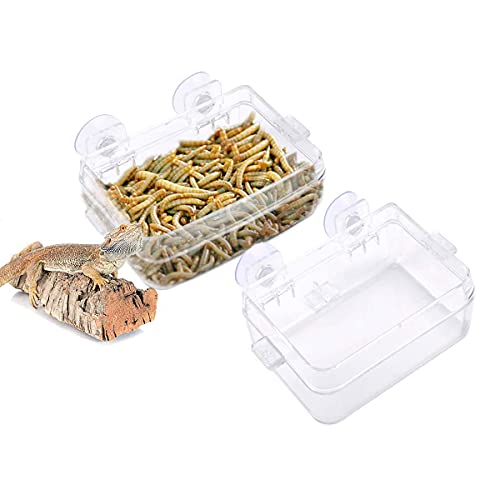 APlayfulBee Reptile Feeder Chameleon Bowl 2 Pcs Anti-Escape Food Dish Bowl with Suction Cup for Chameleon Iguana Lizard Reptile Food and Water Feeding (White, S) - Image 1