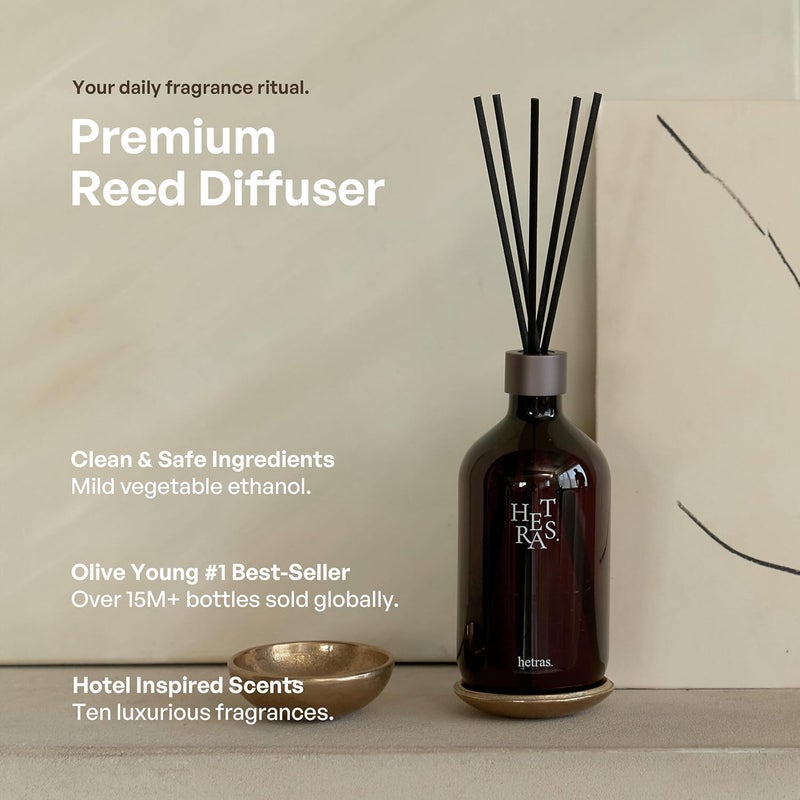 hetras. hetras Premium Reed Diffuser Set 16.9 fl.oz. 1 Pack | Jeju Saryeoni Forest - Citrus & Greenery Scent | Long-Lasting Luxury Fragrance with 10 Reed Sticks for Home & Office | Gifts for Loved One - Image 2