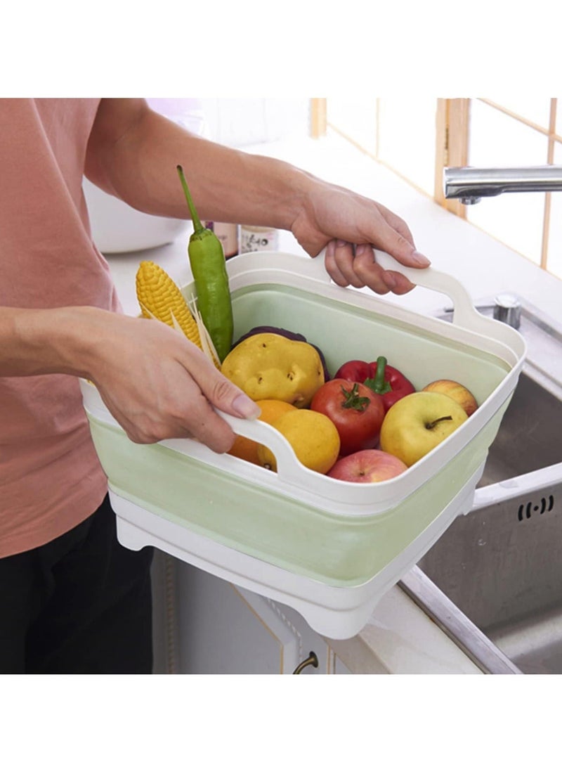 Collapsible Dish Tub Portable Sink, Folding Laundry Tub, 9L Washing Basin with draining Plug, Camping Dish Tub, Portable wash Dish Basin Green - Image 5