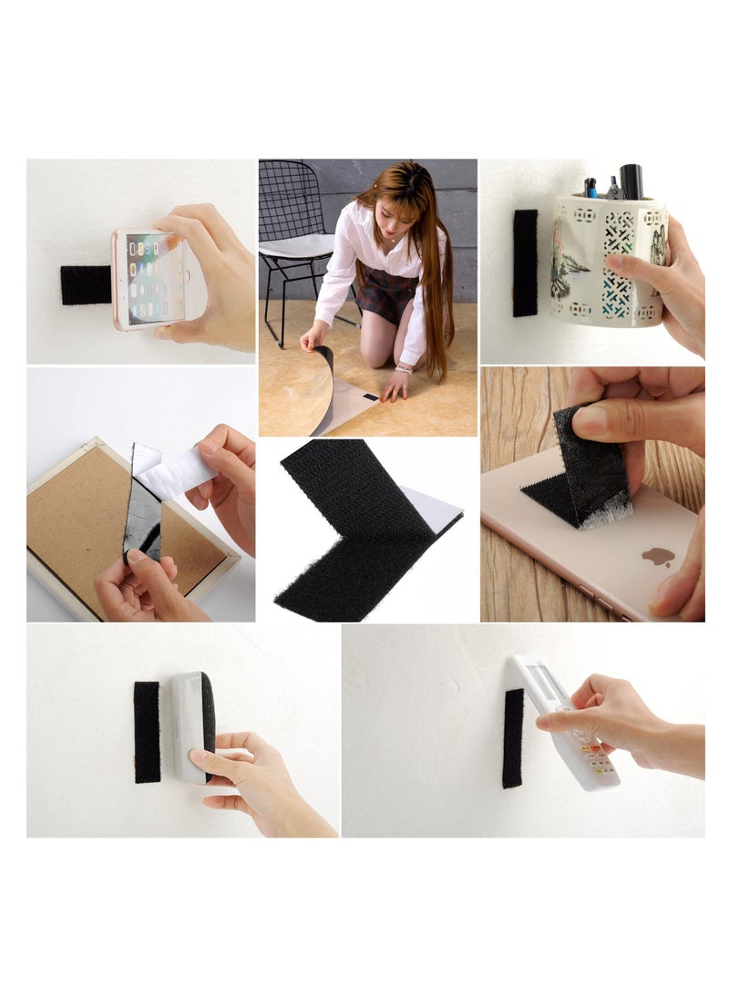 sokany - 30x100mm 12 Pieces Industrial Strength Sticky Pads, Hook and Loop Tape Strips, With Adhesive Sticky Back Fastener, Extra Strong Hook and Loop Tape, Heavy Duty Double Side Mounting Tape Industrial Strength Interlocking Tape for Home School Office, Double Sided and Removable for Walls, Floor, Plastics, Glasses, Metals (Black) - Image 1