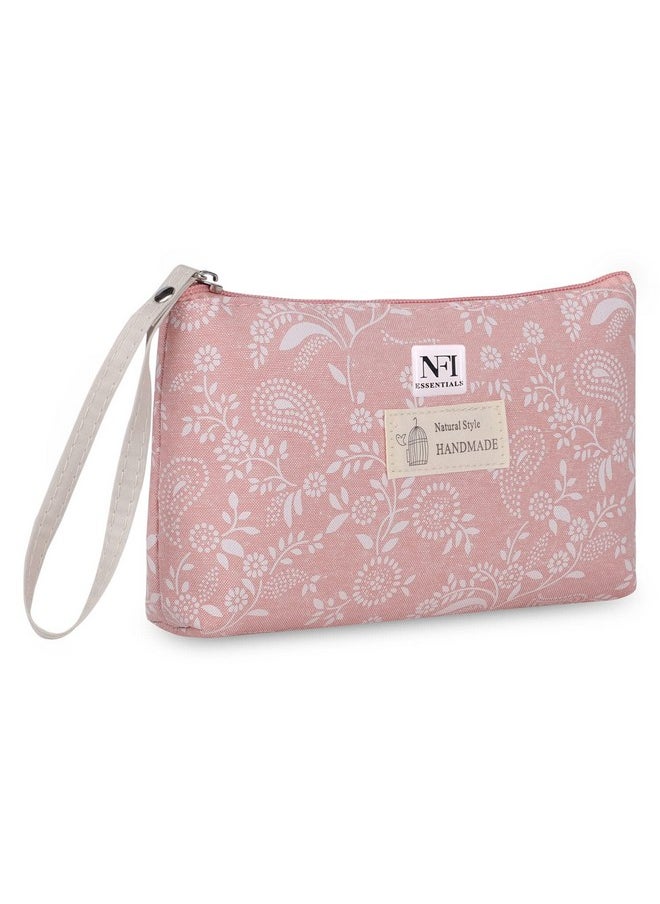 NFI essentials NFI essentials Small Makeup Pouch for Women, Stylish Pouches for Make up Accessories Travel, Cosmetic, Pencil Pouch (Pink)  - Image 1