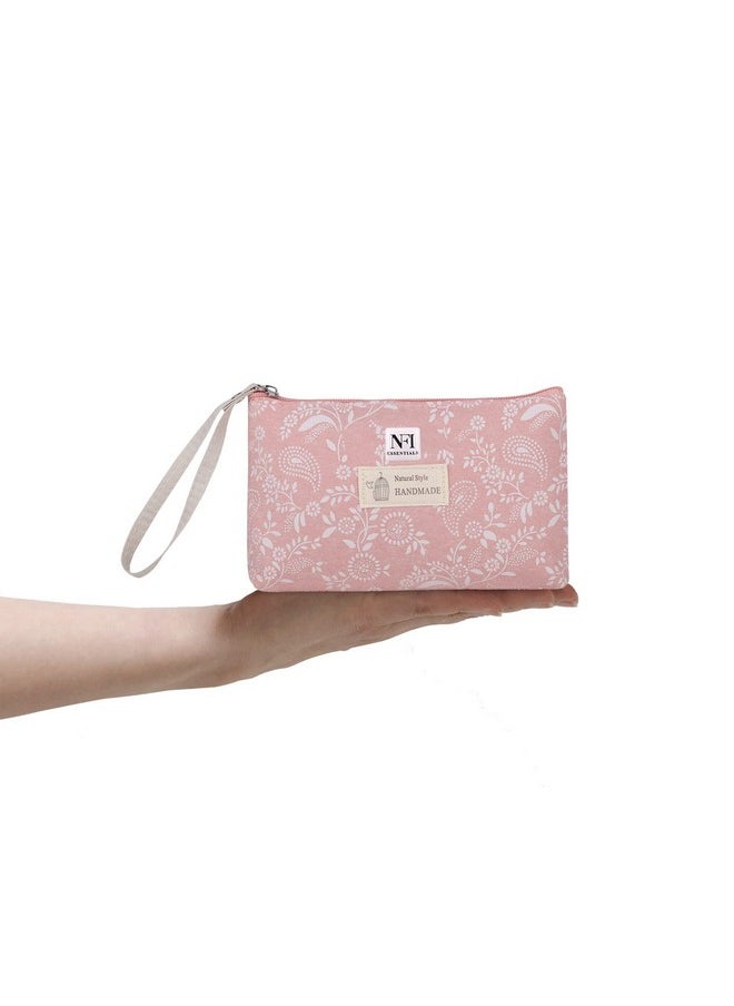 NFI essentials NFI essentials Small Makeup Pouch for Women, Stylish Pouches for Make up Accessories Travel, Cosmetic, Pencil Pouch (Pink)  - Image 5