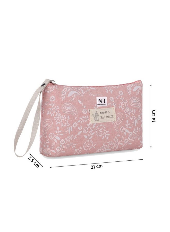 NFI essentials NFI essentials Small Makeup Pouch for Women, Stylish Pouches for Make up Accessories Travel, Cosmetic, Pencil Pouch (Pink)  - Image 4