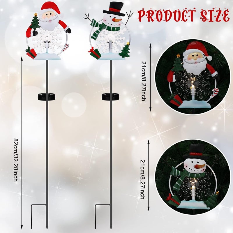 Spiareal 4 Pack Christmas Outdoor Yard Signs Decorations 41 Inches LED Solar Snowman Metal Garden Stake Lights for Patio Lawn Christmas DecorLovely Style  - Image 3