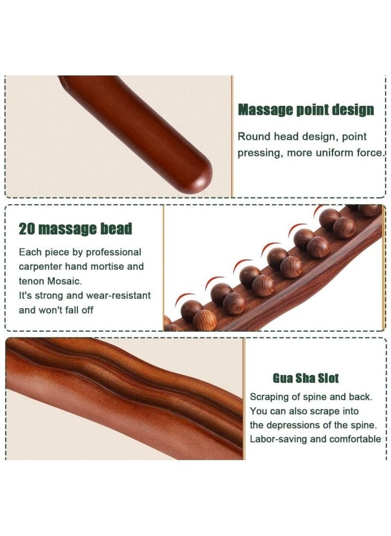 Ru syanl Guasha Wood Stick Tools Wooden Therapy Scraping Lymphatic Drainage Massager Double Row 20 Beads Point Treatment Gua Sha Tools  - Image 3