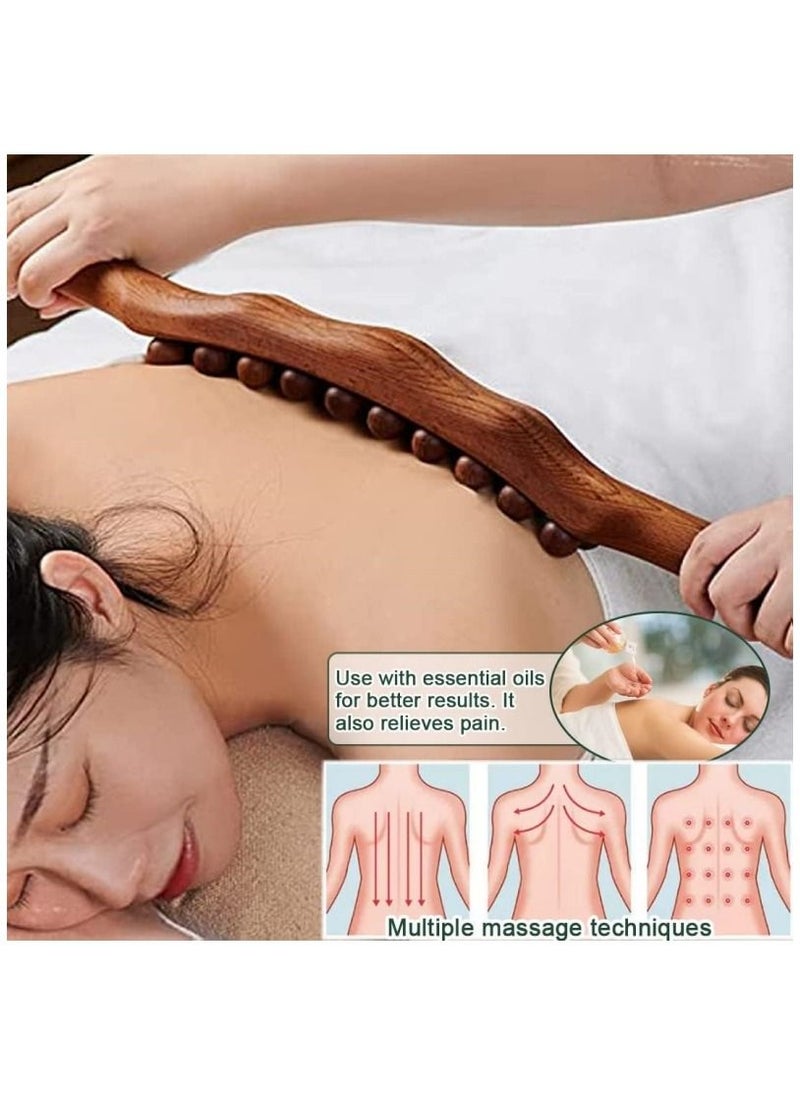 Ru syanl Guasha Wood Stick Tools Wooden Therapy Scraping Lymphatic Drainage Massager Double Row 20 Beads Point Treatment Gua Sha Tools  - Image 2