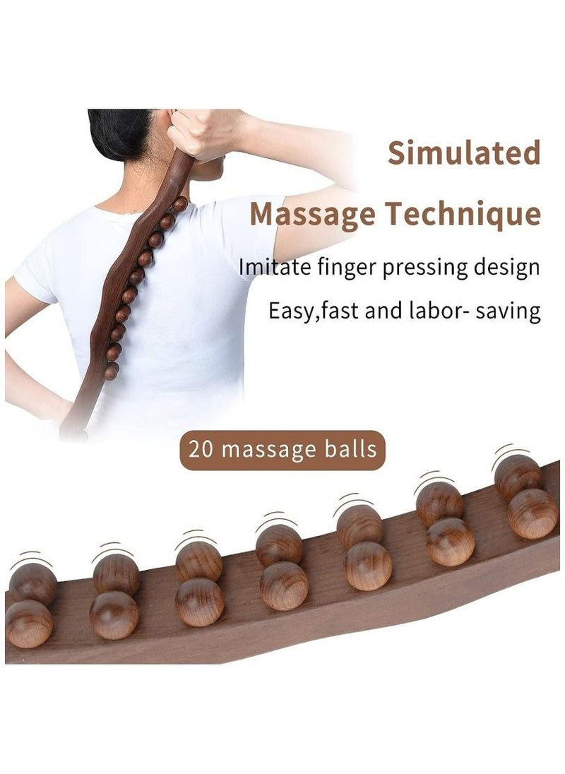 Ru syanl Guasha Wood Stick Tools Wooden Therapy Scraping Lymphatic Drainage Massager Double Row 20 Beads Point Treatment Gua Sha Tools  - Image 4