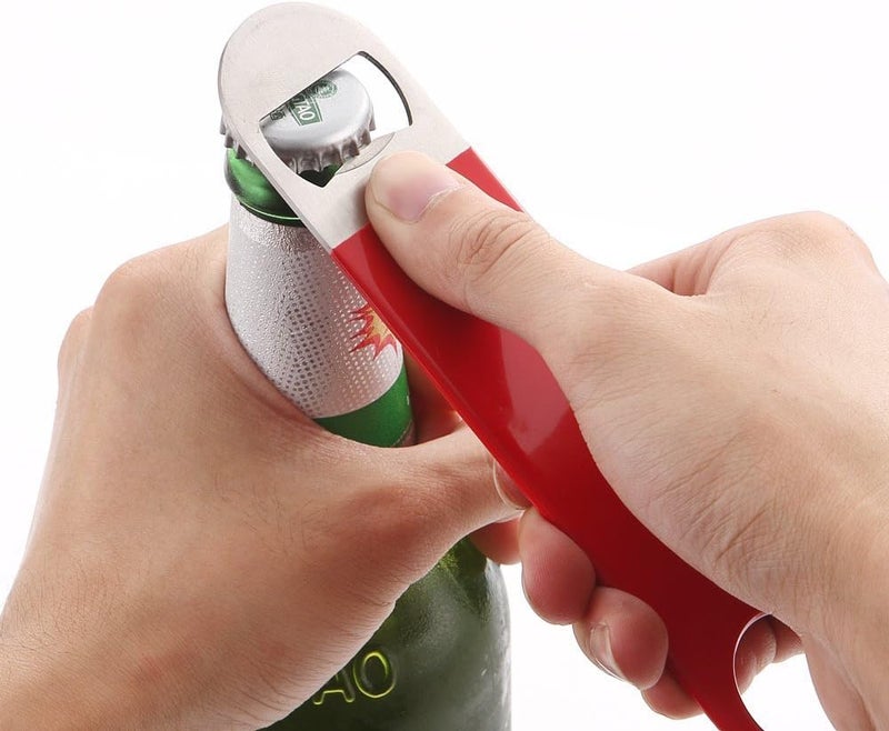 KTOJOY 3 Pack Bottle OpenersBeer Bottle Openers Speed Openers Stainless Steel Flat Bottle Opener with Exquisite Packaging for Kitchen Bar or Restaurant 7 inches Red Black Blue - Image 5