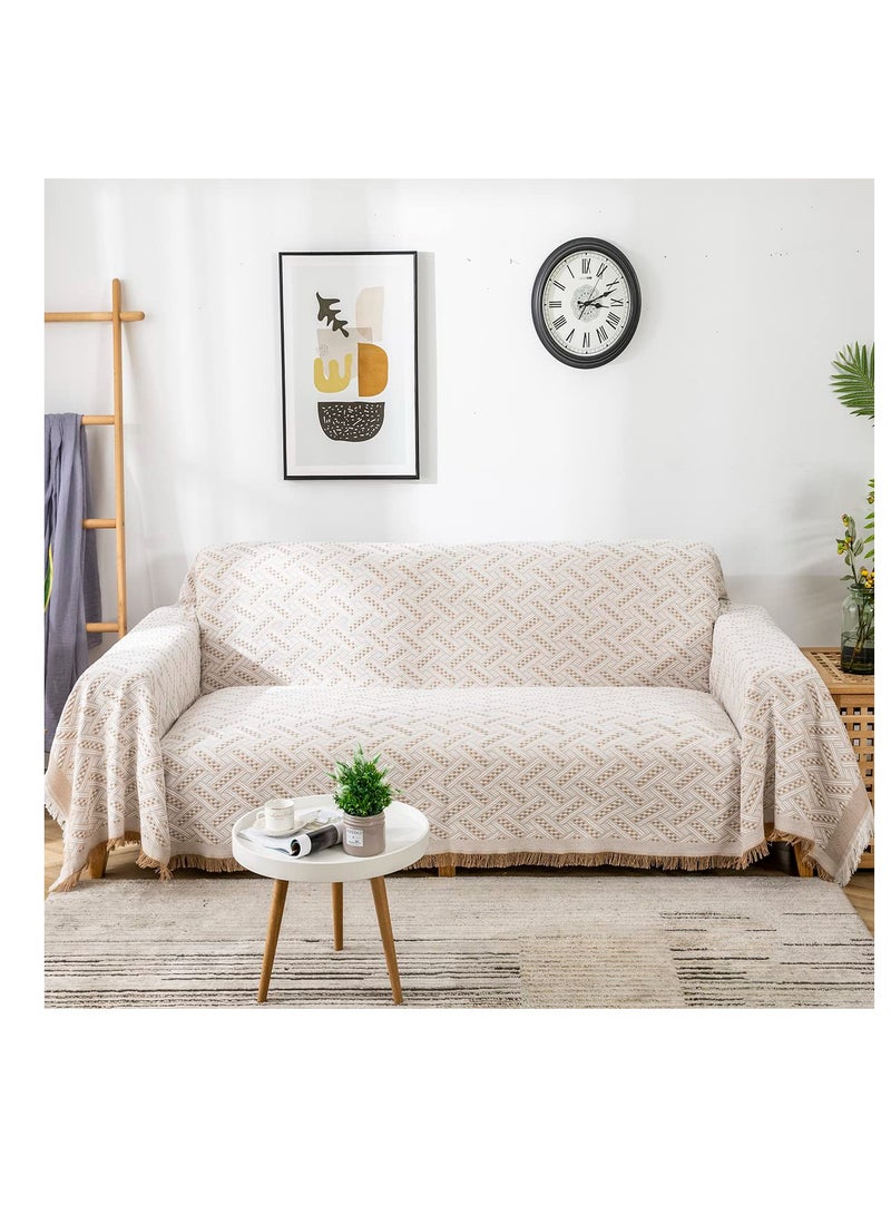 SYOSI Couch Cover Sheet Blanket, 71" x 118" Oversized Reversible Couch Covers for 3 Cushion Sofa, Extra Large Furniture Decoration Cover Sofa Slipcovers, Pet Couch Covers for Sofa, Khaki - Image 1
