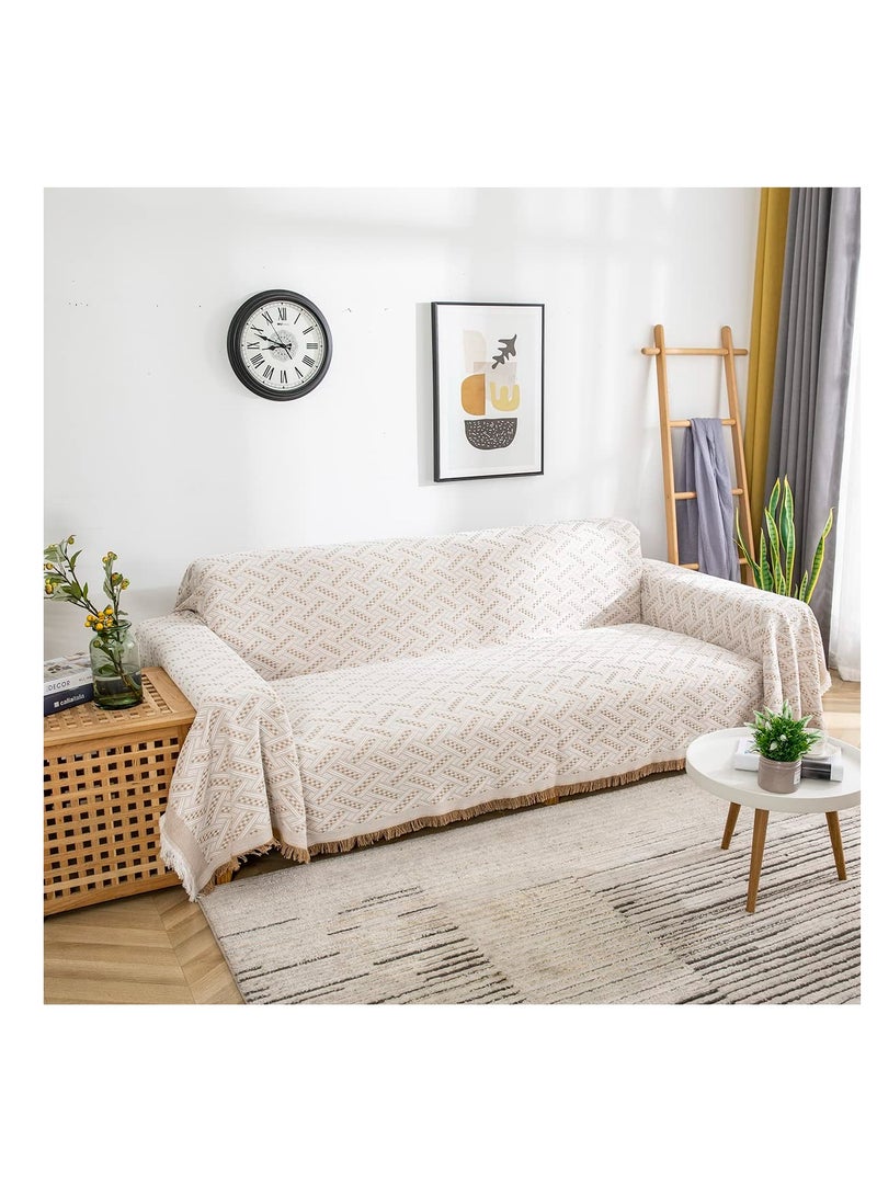 SYOSI Couch Cover Sheet Blanket, 71" x 118" Oversized Reversible Couch Covers for 3 Cushion Sofa, Extra Large Furniture Decoration Cover Sofa Slipcovers, Pet Couch Covers for Sofa, Khaki - Image 4